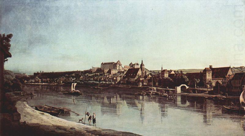 Ansicht von Pirna, Pirna von Kopitz aus, mit Festung Sonnenstein, Bernardo Bellotto